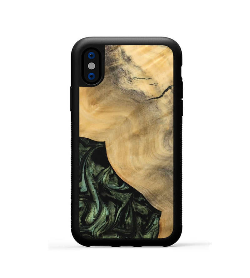 iPhone Xs Wood Phone Case - Iolande (Green, 733531)