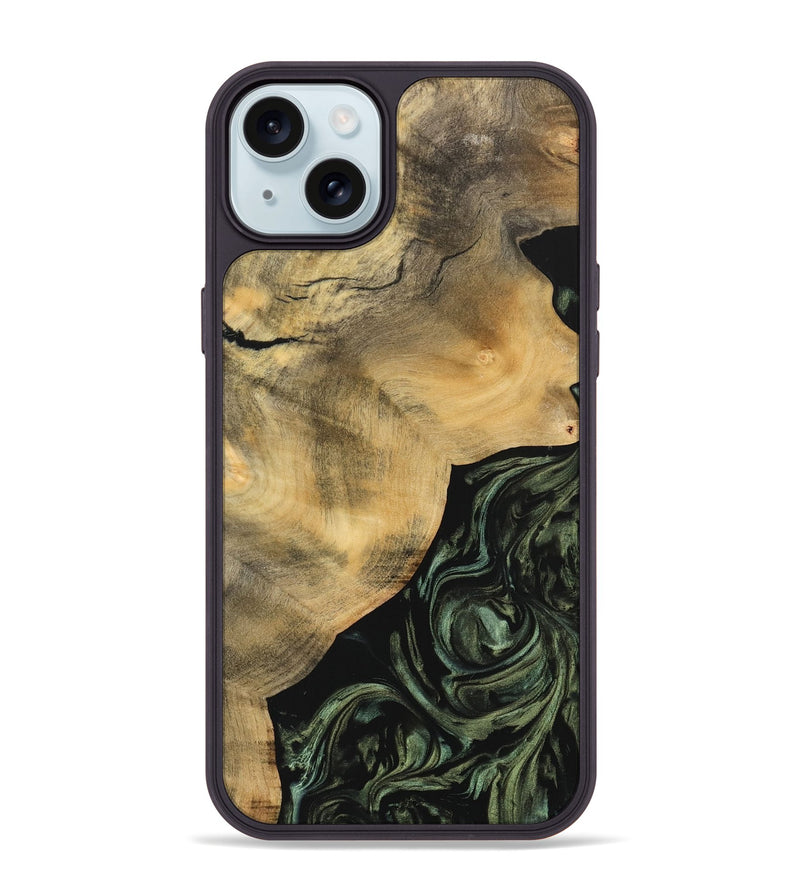 iPhone 15 Plus Wood Phone Case - Omar (Green, 733545)