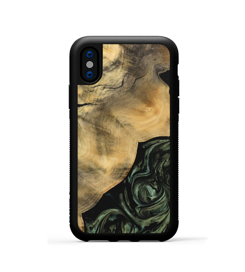 iPhone Xs Wood Phone Case - Omar (Green, 733545)