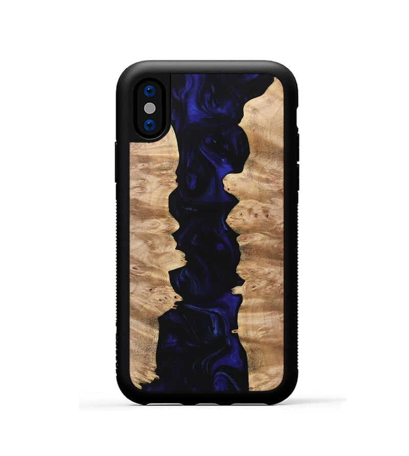 iPhone Xs Wood Phone Case - Mami (Blue, 733546)