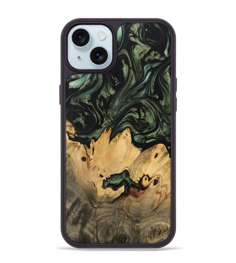 iPhone 15 Plus Wood Phone Case - Supriya (Green, 733555)