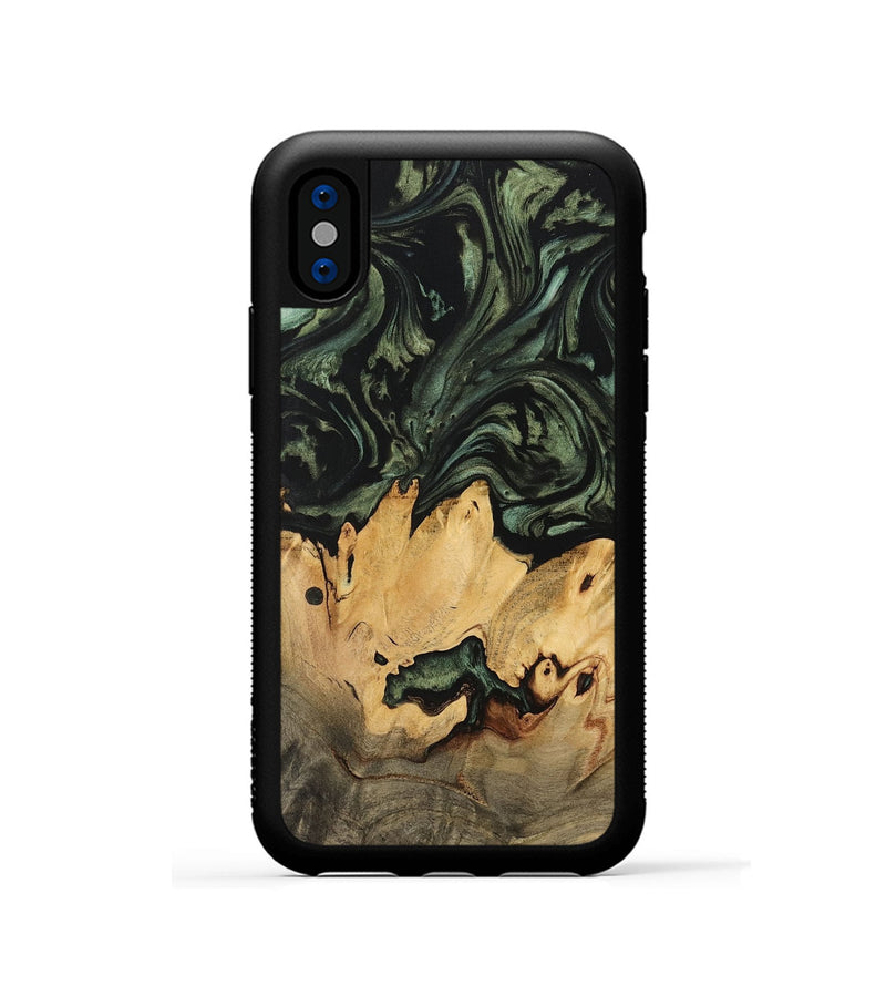 iPhone Xs Wood Phone Case - Supriya (Green, 733555)