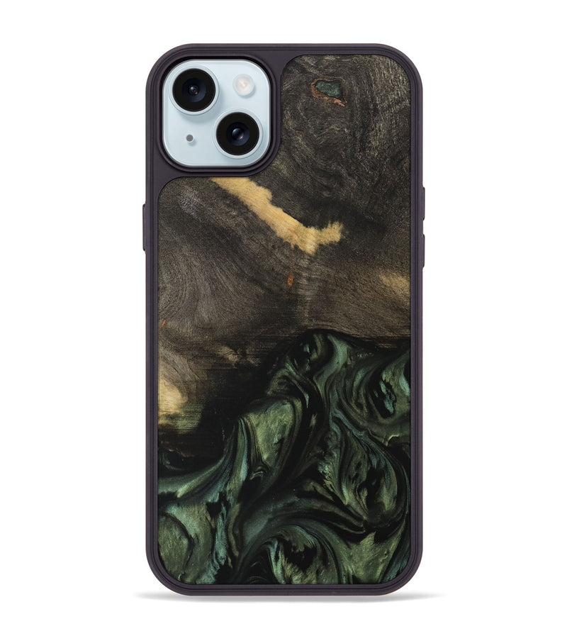 iPhone 15 Plus Wood Phone Case - Chaim (Green, 733556)