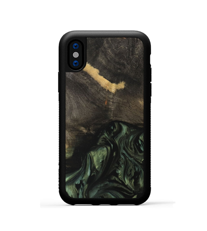 iPhone Xs Wood Phone Case - Chaim (Green, 733556)