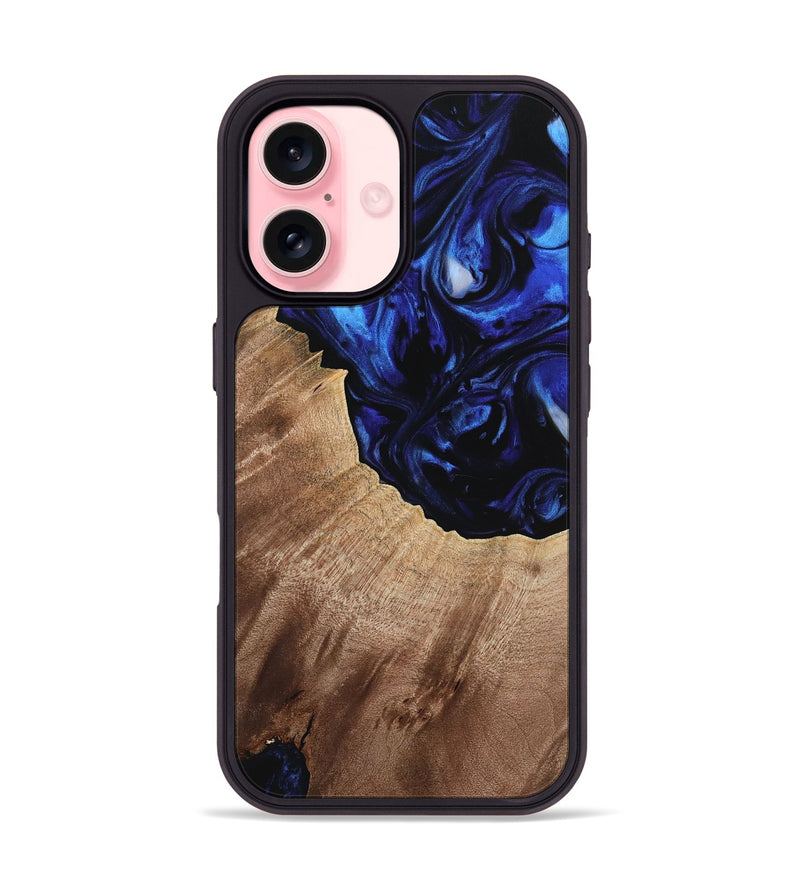 iPhone 16 Wood Phone Case - Sibby (Blue, 733561)