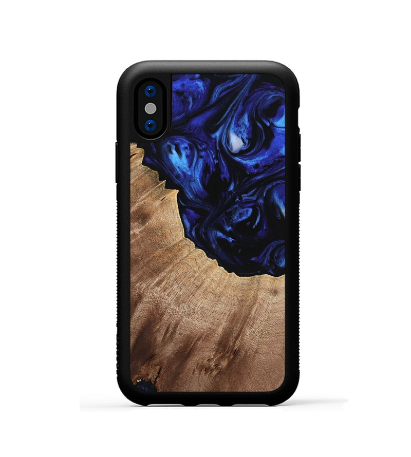 iPhone Xs Wood Phone Case - Sibby (Blue, 733561)