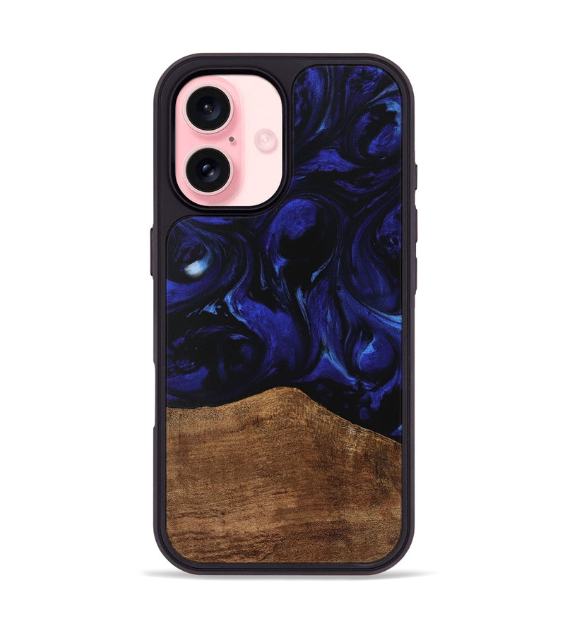 iPhone 16 Wood Phone Case - Wong (Blue, 733562)