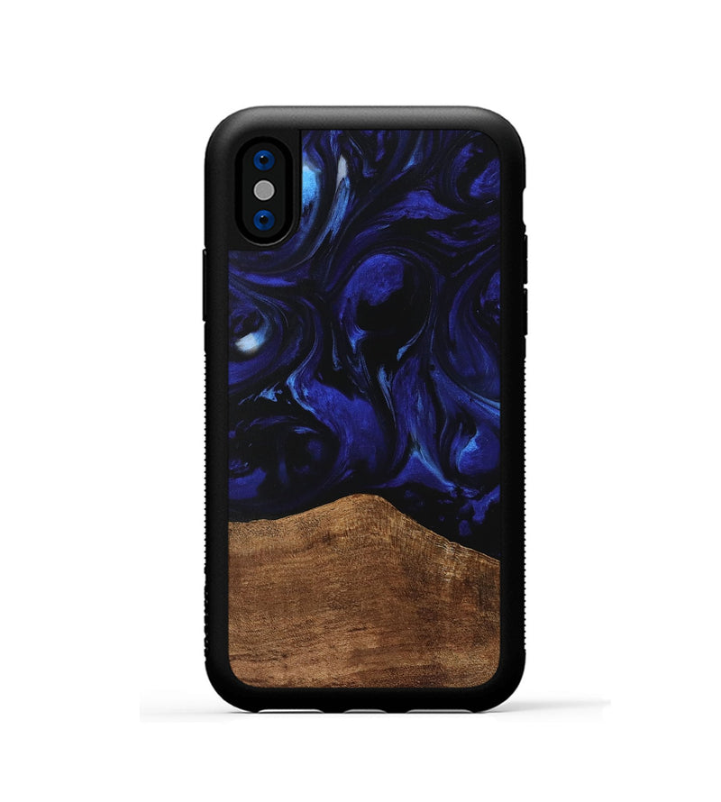 iPhone Xs Wood Phone Case - Wong (Blue, 733562)