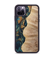 iPhone 11 Pro Max Wood Phone Case - Justin (Teal & Gold, 733563)