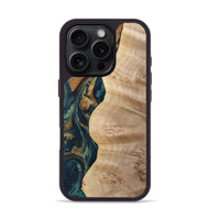 iPhone 16 Pro Wood Phone Case - Justin (Teal & Gold, 733563)