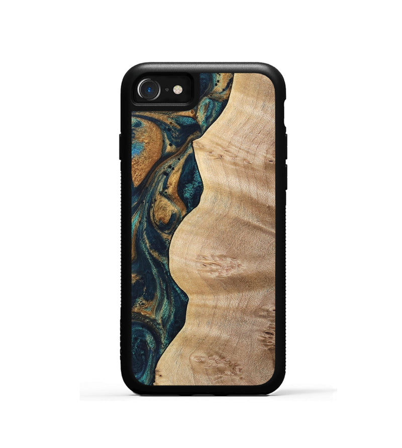 iPhone SE Wood Phone Case - Justin (Teal & Gold, 733563)