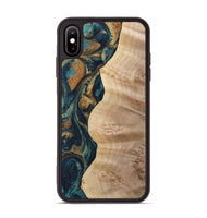 iPhone Xs Max Wood Phone Case - Justin (Teal & Gold, 733563)