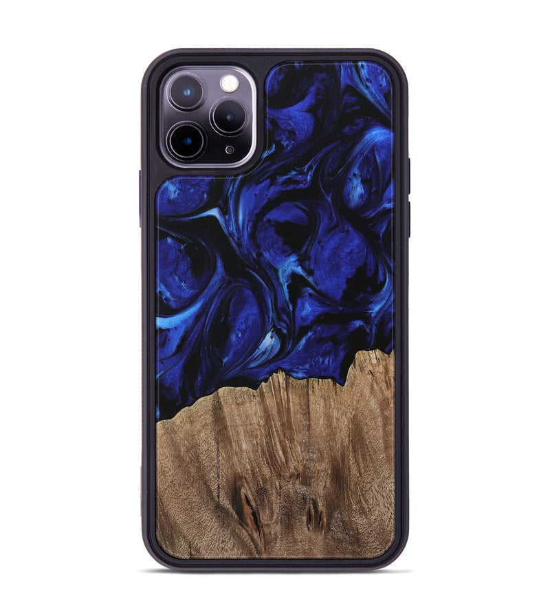 iPhone 11 Pro Max Wood Phone Case - Qafi (Blue, 733568)