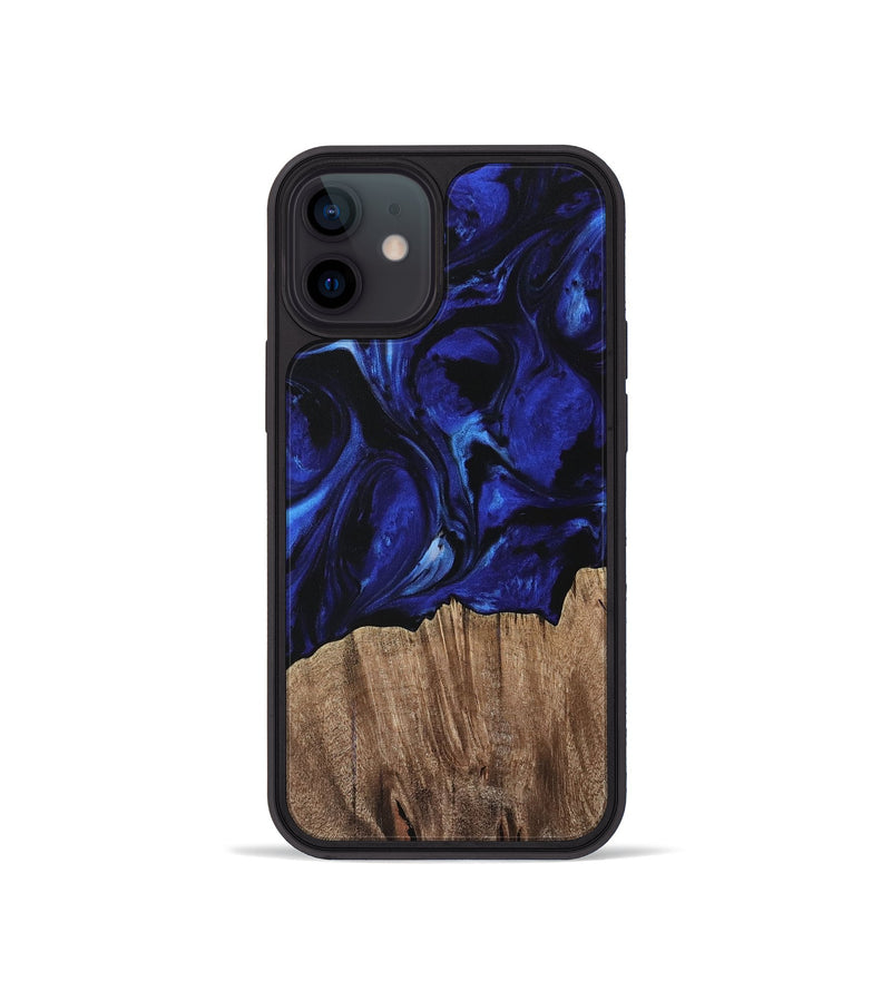 iPhone 12 mini Wood Phone Case - Qafi (Blue, 733568)