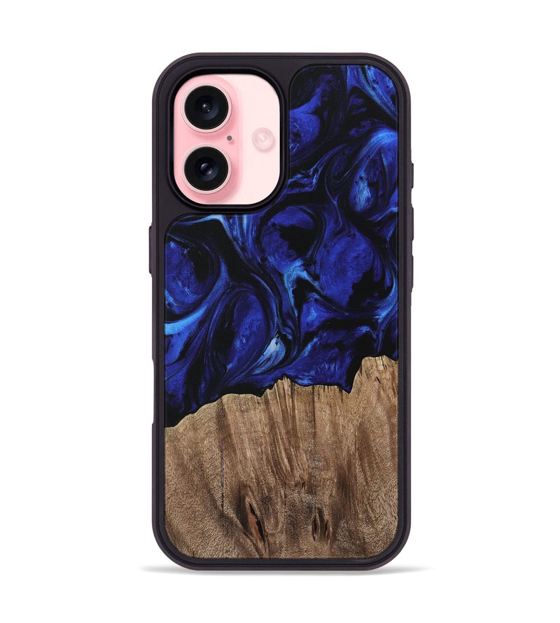 iPhone 16 Wood Phone Case - Qafi (Blue, 733568)