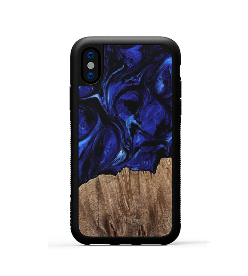 iPhone Xs Wood Phone Case - Qafi (Blue, 733568)