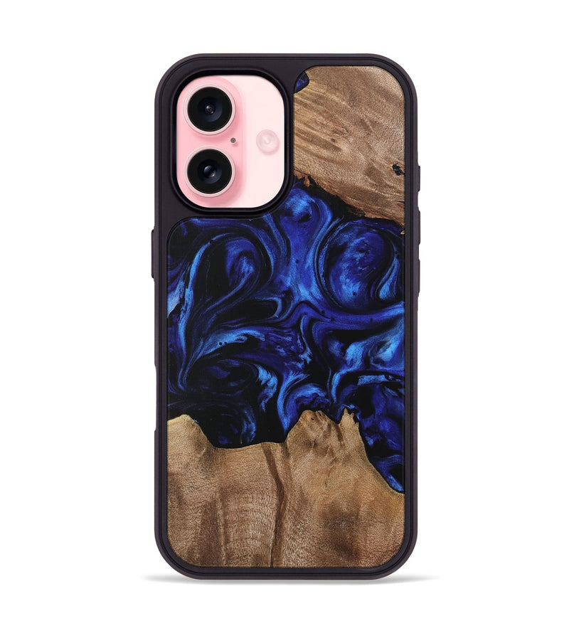 iPhone 16 Wood Phone Case - Hurbert (Blue, 733569)