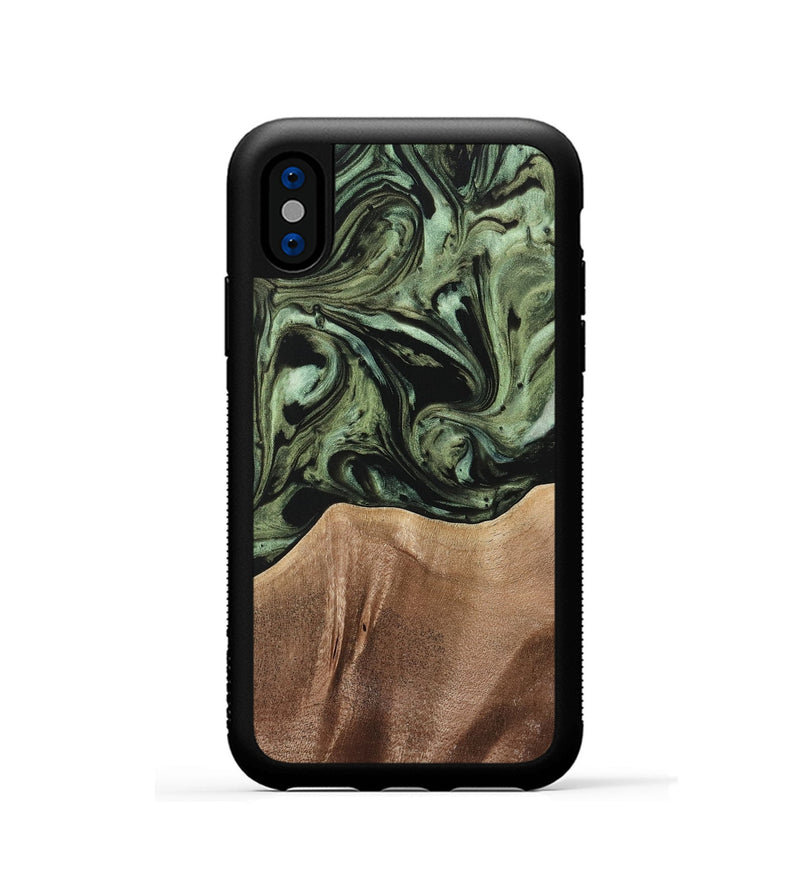 iPhone Xs Wood Phone Case - Reeti (Green, 733571)