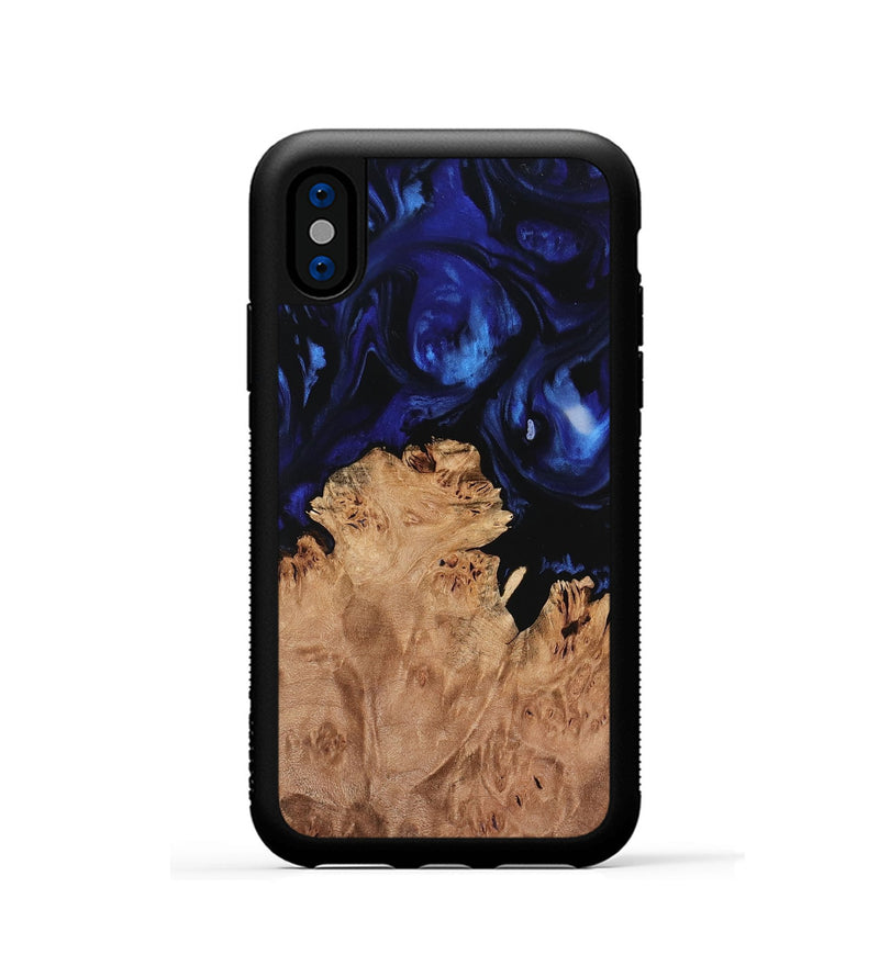 iPhone Xs Wood Phone Case - Cailyn (Blue, 733574)