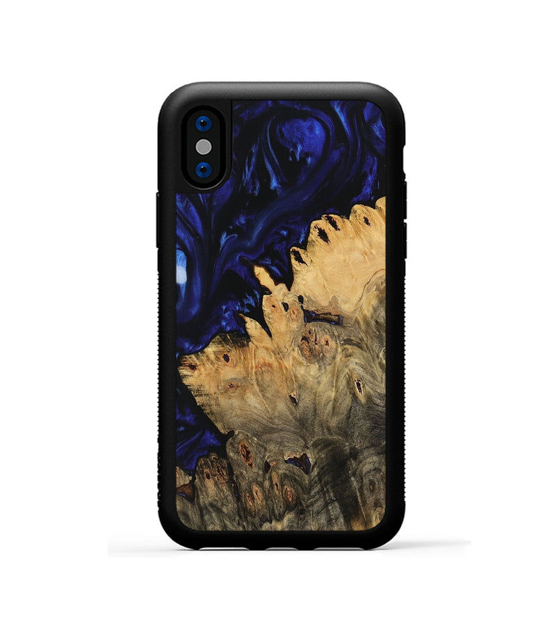 iPhone Xs Wood Phone Case - Evalena (Blue, 733575)