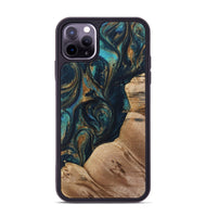 iPhone 11 Pro Max Wood Phone Case - Melhem (Teal & Gold, 733579)