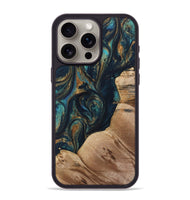 iPhone 15 Pro Max Wood Phone Case - Melhem (Teal & Gold, 733579)