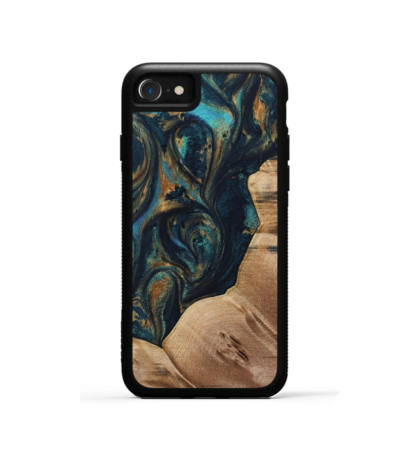 iPhone SE Wood Phone Case - Melhem (Teal & Gold, 733579)