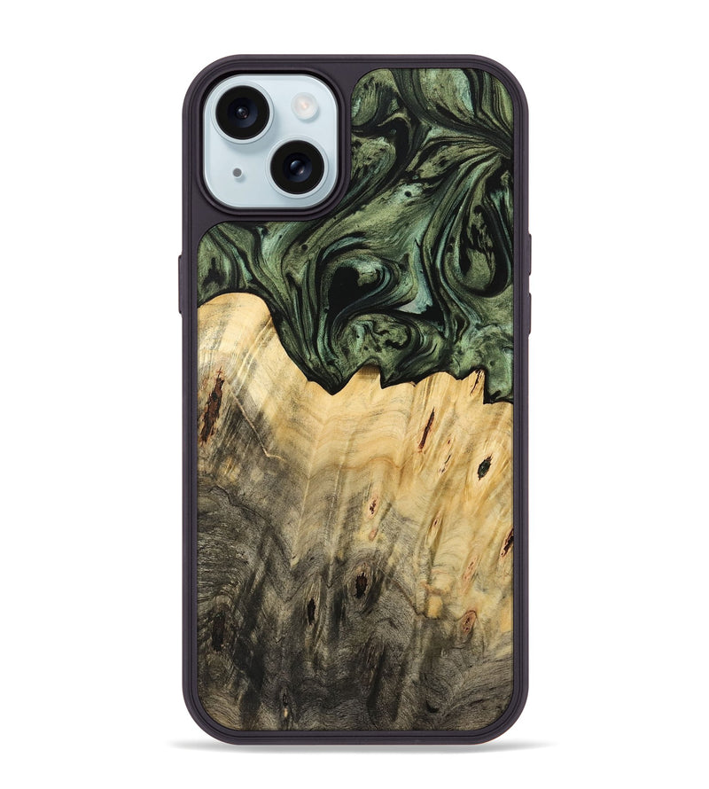 iPhone 15 Plus Wood Phone Case - Levina (Green, 733581)