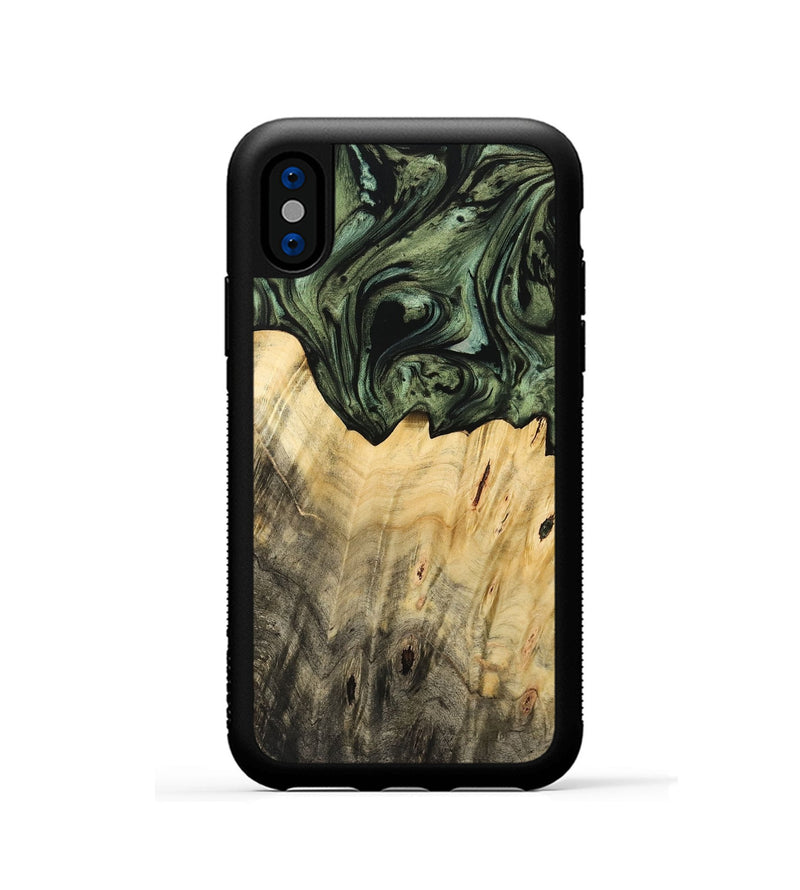 iPhone Xs Wood Phone Case - Levina (Green, 733581)