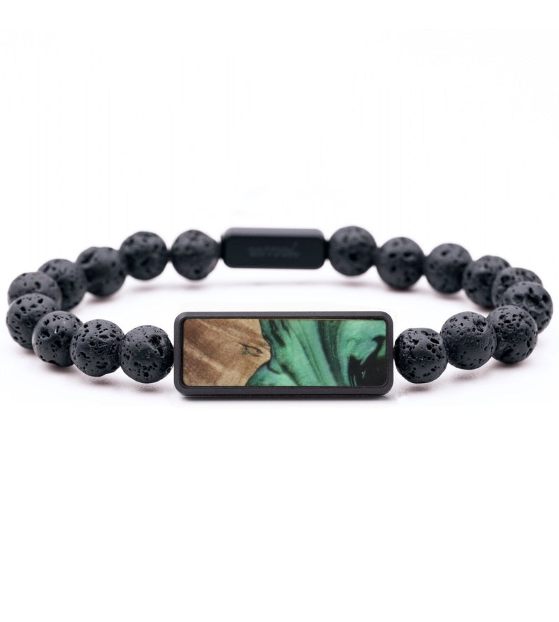 Lava Bead Wood Bracelet - Kirsten (Green, 733595)