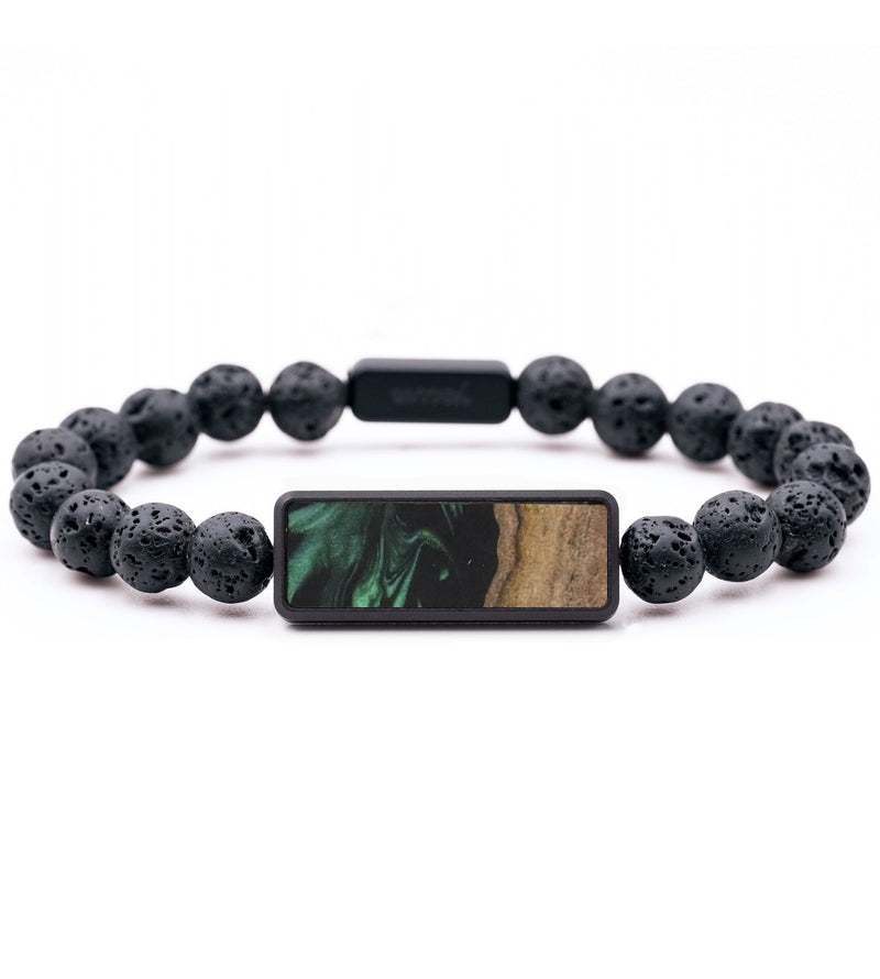 Lava Bead Wood Bracelet - Adrienne (Green, 733596)