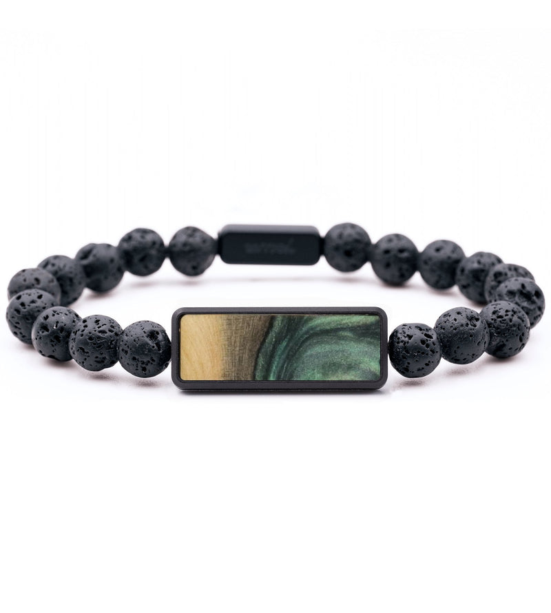 Lava Bead Wood Bracelet - Rebekah (Green, 733597)