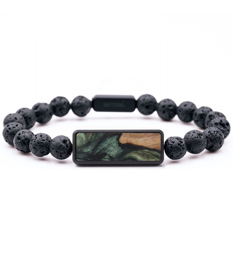 Lava Bead Wood Bracelet - Nicolas (Green, 733599)