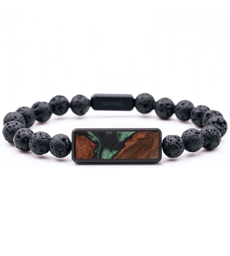 Lava Bead Wood Bracelet - Riley (Green, 733600)