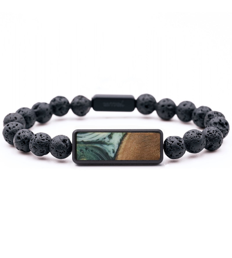 Lava Bead Wood Bracelet - Cooper (Green, 733603)