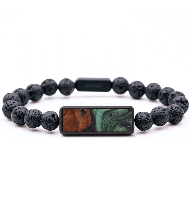 Lava Bead Wood Bracelet - Estelle (Green, 733605)