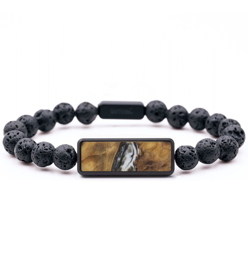 Lava Bead Wood Bracelet - Kari (Black & White, 733607)