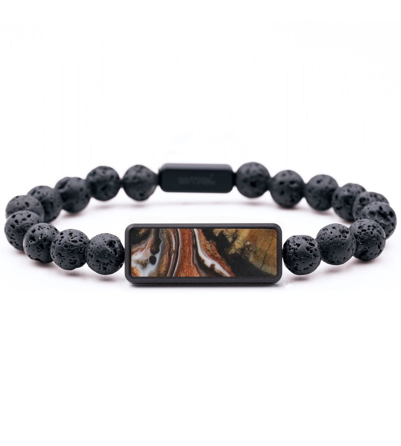 Lava Bead Wood Bracelet - Kristina (Black & White, 733609)