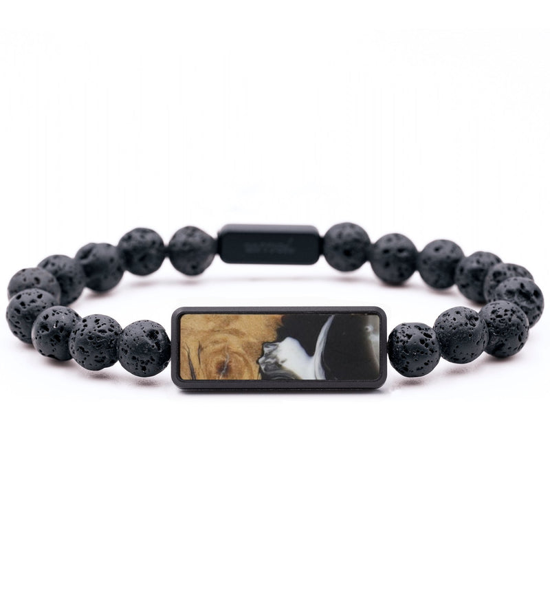 Lava Bead Wood Bracelet - Cynthia (Black & White, 733610)