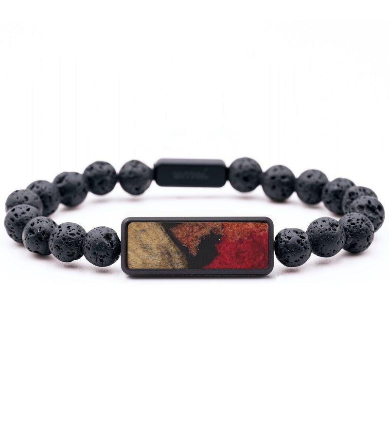 Lava Bead Wood Bracelet - Ann (Red, 733612)