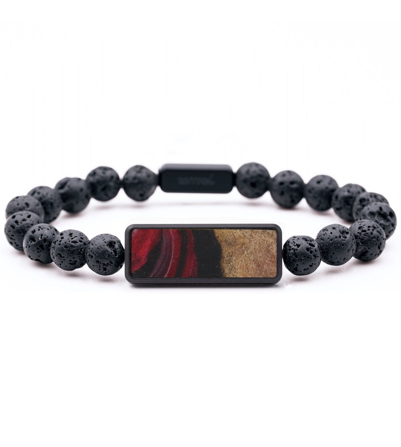 Lava Bead Wood Bracelet - Kasey (Red, 733613)