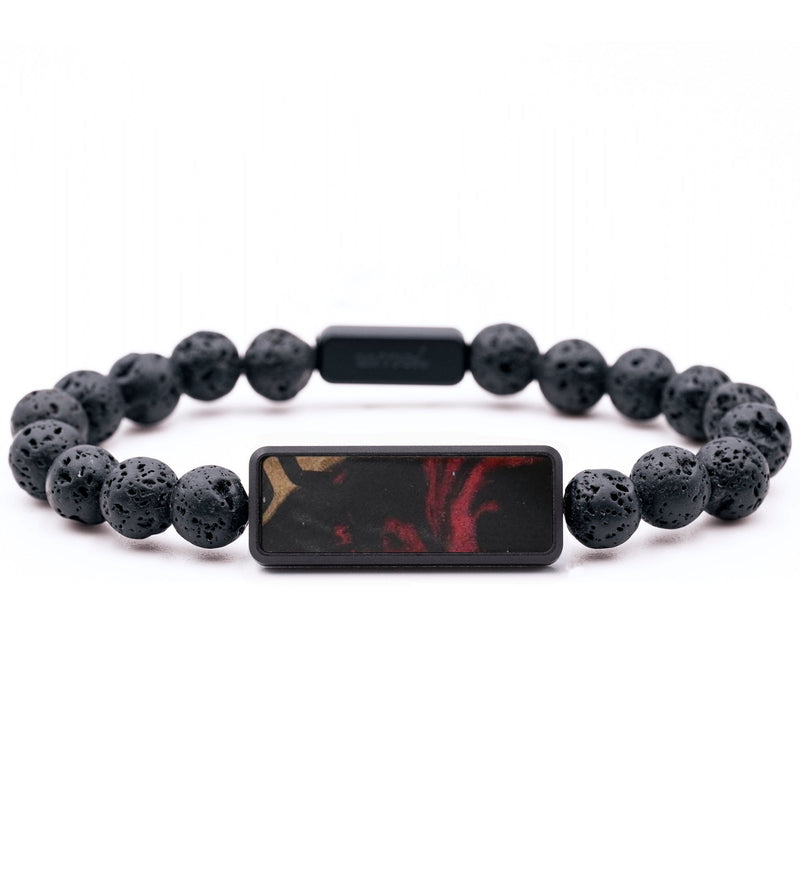 Lava Bead Wood Bracelet - Patty (Red, 733615)