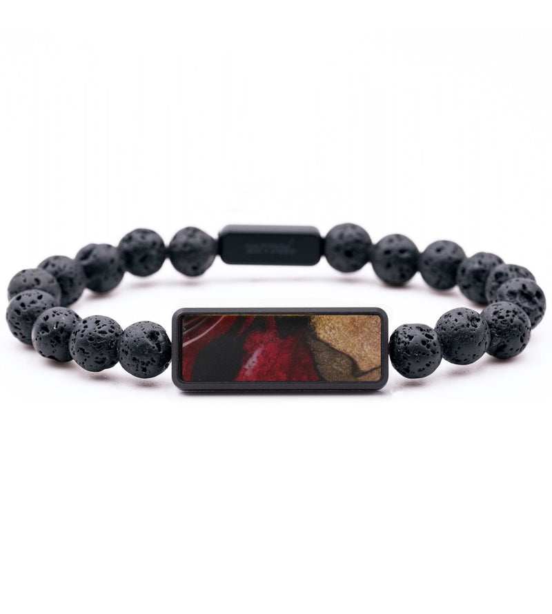 Lava Bead Wood Bracelet - Erma (Red, 733617)