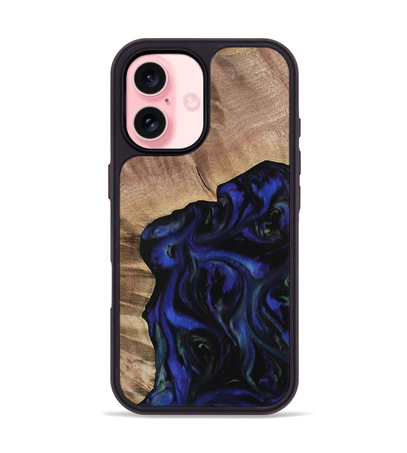 iPhone 16 Wood Phone Case - Bride (Blue, 733725)