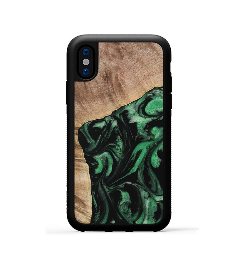 iPhone Xs Wood Phone Case - Hadley (Green, 733746)