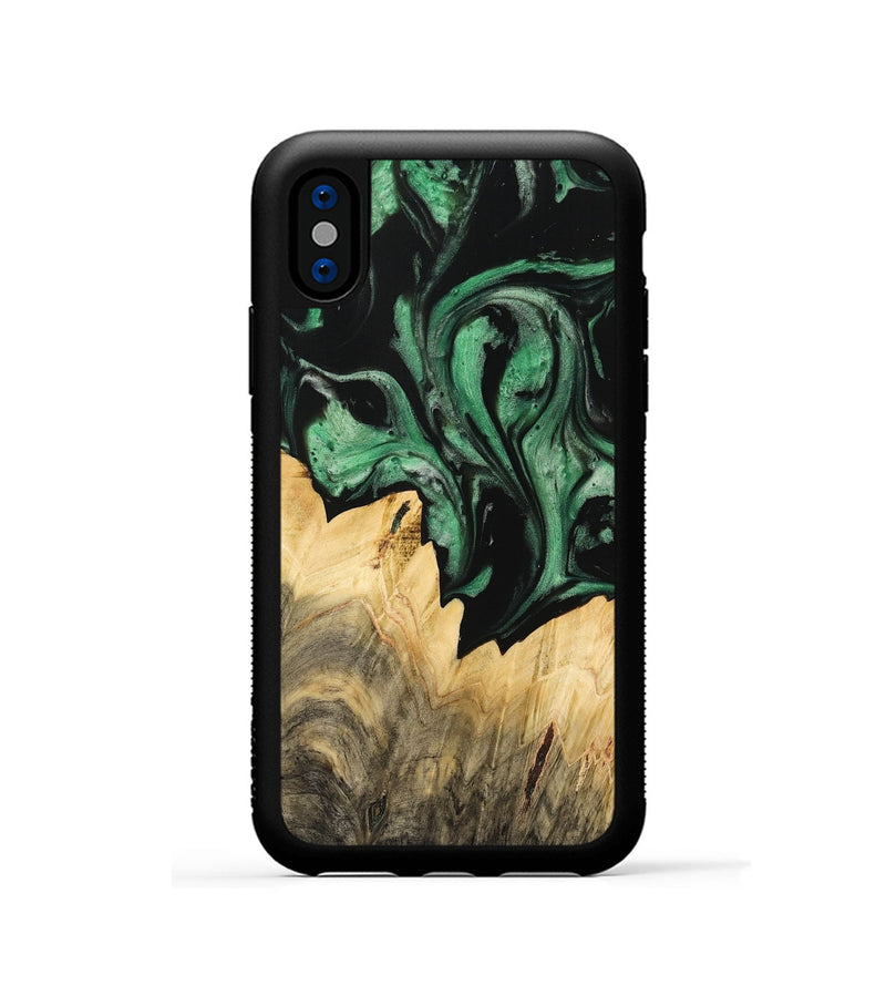 iPhone Xs Wood Phone Case - Haden (Green, 733747)