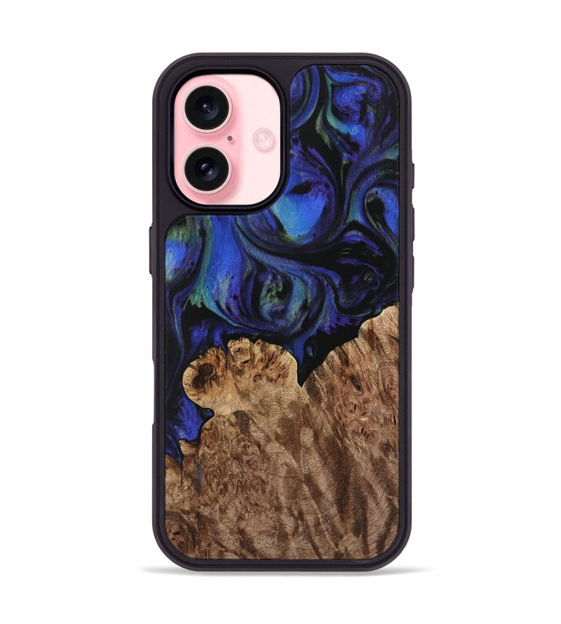 iPhone 16 Wood Phone Case - Hukam (Blue, 733751)