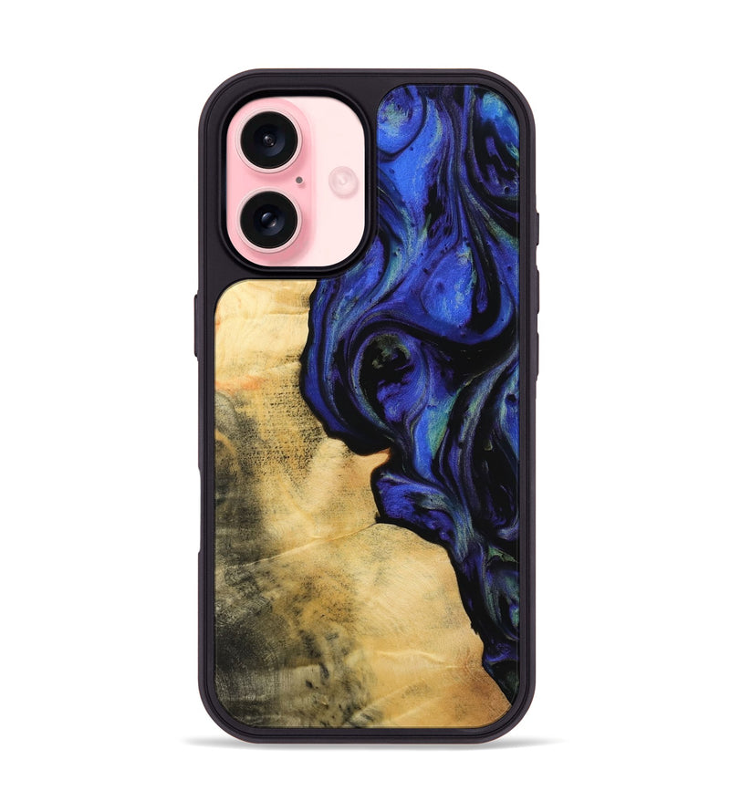 iPhone 16 Wood Phone Case - Makiko (Blue, 733752)