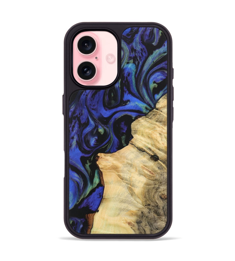 iPhone 16 Wood Phone Case - Milissa (Blue, 733755)