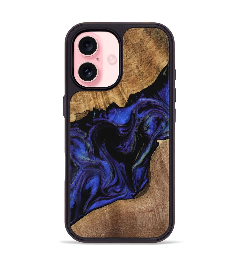 iPhone 16 Wood Phone Case - Rakhuma (Blue, 733756)